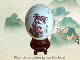Load image into Gallery viewer, Ostrich Eggshells Carving-The Four Noble Plants