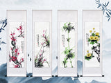 Load image into Gallery viewer, Exquisite Hand-Painted Four Gentlemen Plum Orchid Bamboo Chrysanthemum Four-Panel Scroll Painting - Traditional Chinese Art Gift