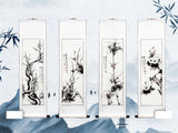 Load image into Gallery viewer, Exquisite Hand-Painted Four Gentlemen Plum Orchid Bamboo Chrysanthemum Four-Panel Scroll Painting - Traditional Chinese Art Gift