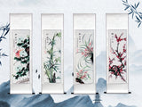 Load image into Gallery viewer, Exquisite Hand-Painted Four Gentlemen Plum Orchid Bamboo Chrysanthemum Four-Panel Scroll Painting - Traditional Chinese Art Gift