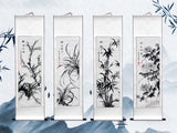 Load image into Gallery viewer, Exquisite Hand-Painted Four Gentlemen Plum Orchid Bamboo Chrysanthemum Four-Panel Scroll Painting - Traditional Chinese Art Gift