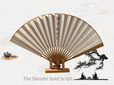 Load image into Gallery viewer, Artisan Hand-Written &#39;All Wishes Granted&#39; Fan | Luxury Jade Bamboo &amp; Slender Gold Calligraphy