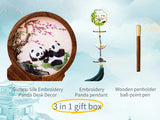 Load image into Gallery viewer, Handmade Panda Silk Embroidery Gift Set: Desk Decor,Bookmark &amp; ball-point pen| Suzhou Craftsmanship